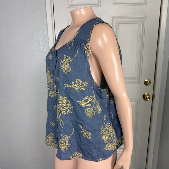 Toad & Co. Manzana Women's Shirt Large Floral Button Front Tank Organic G3-17 - Picture 2 of 6